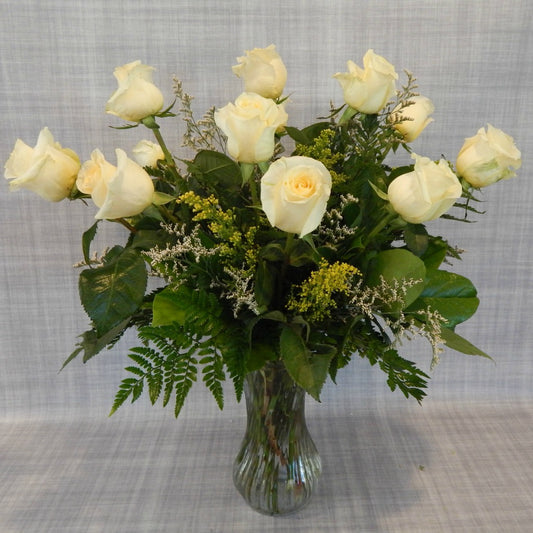 Soft Yellow Roses Arranged in Vase